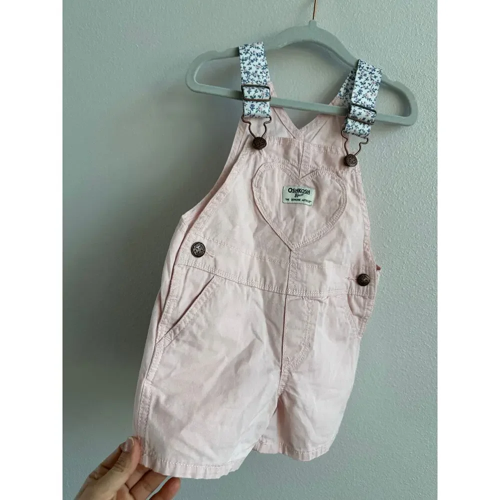 OshKosh B'gosh Pink heart Cotton Overalls Size 2T